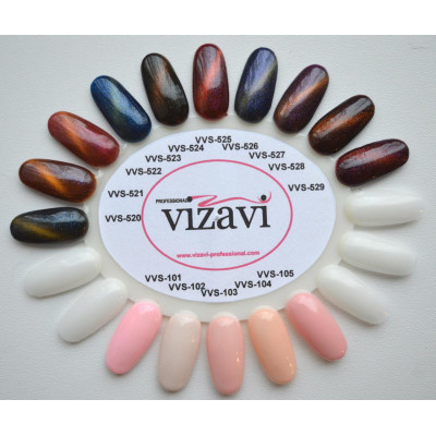 Палитра гель-лаков Кошачий глаз Vizavi Professional 520-529