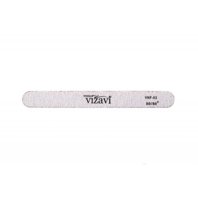 Пилка Vizavi прямая узкая для искусственных ногтей, абразивность 80/80 VNF-03