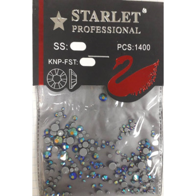 Стразы для ногтей синие АВ МИКС размеров Starlet Professional (720 шт/уп)