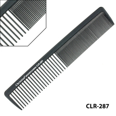 Гребешок карбоновый антистатический крупно-мелкозубый CLR-287
