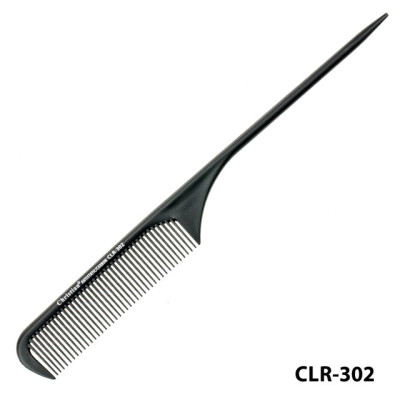 Гребінець карбоновий антистатичний мелкозубый з хвостиком CLR-302