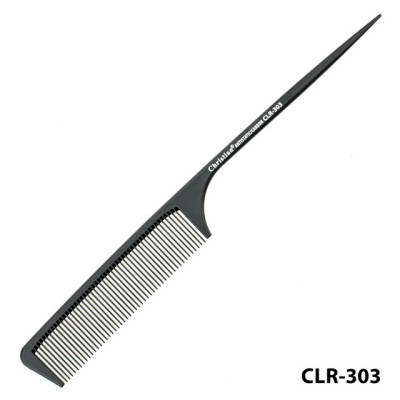 Гребешок карбоновый антистатический мелкозубый с хвостиком CLR-303