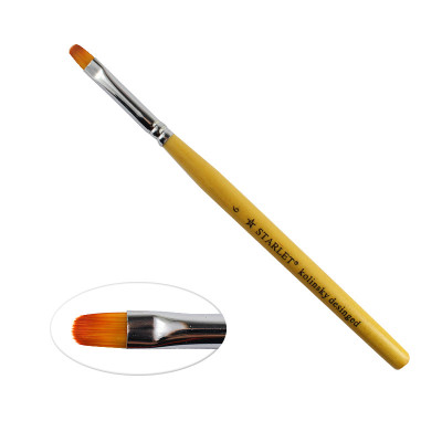 Кисть для геля Starlet Professional № 6, овальная, с деревяной ручкой, искусственный ворс