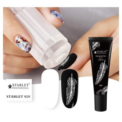 Гель краска №1 для стемпинг дизайна Starlet Professional без липкого слоя, 8 мл белая