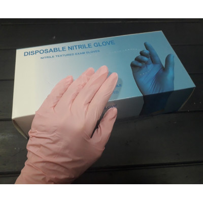 Перчатки Disposable Nitrile Glove нитриловые розовые 100 шт/уп размер S