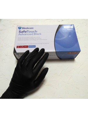 Рукавички Medicom Nitrile чорні 100 шт./пач. розмір S
