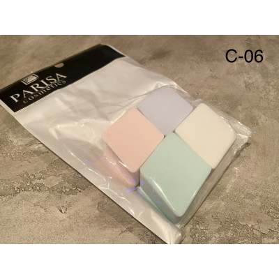 Parisa Спонж C-06 латекс мягкие ромбики цветные 4шт