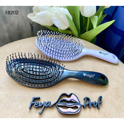 Пластиковая массажная щетка для волос Salon Professional 18202