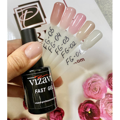Гель моделирующий жидкий для наращивания ногтей розовый FAST GEL 12 мл Vizavi Professional FG-03