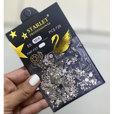 Стразы для ногтей прозрачные МИКС размеров Starlet Professional (720 шт/уп)