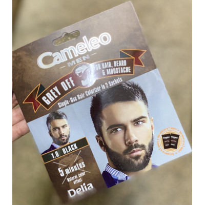 Краска для мужчин для волос, бороды и усов Delia Cosmetics Cameleo Men Grey Off 1.0 черная, 15мл
