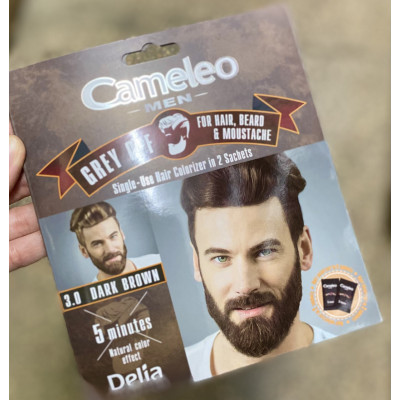 Краска для мужчин для волос, бороды и усов Delia Cosmetics Cameleo Men Grey Off 3.0 темно-коричневая, 15мл