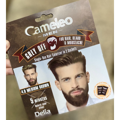 Краска для мужчин для волос, бороды и усов Delia Cosmetics Cameleo Men Grey Off 4.0 коричневая, 15мл