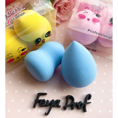 Набор спонжей для нанесения макияжа 2 штуки Puffy фигурный и капля в коробке