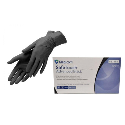 Перчатки Medicom Nitrile черные 100 шт/уп размер M