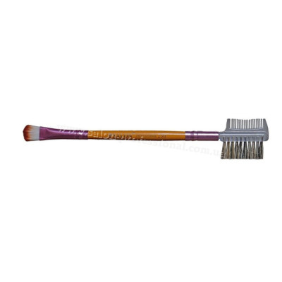 Пензлик Salon Professional 230, тонкий, жовтий, для повік, гребінець для вій, двобічний