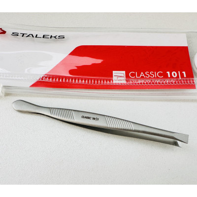 Пинцет для коррекции бровей с прямыми кромками Staleks Classic ТС-10/1
