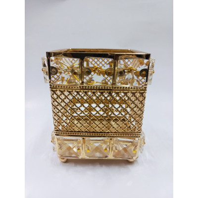 Подставка для кистей с декоративным камнем квадратная 11 Square Gold