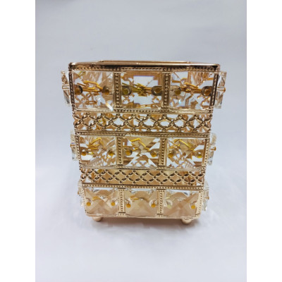Подставка для кистей с декоративным камнем квадратная 12 Square Gold