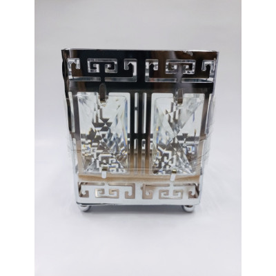 Подставка для кистей с декоративным камнем квадратная 14 Square Silver