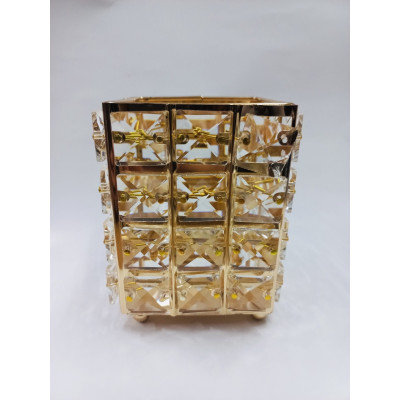 Подставка для кистей с декоративным камнем квадратная Square Gold