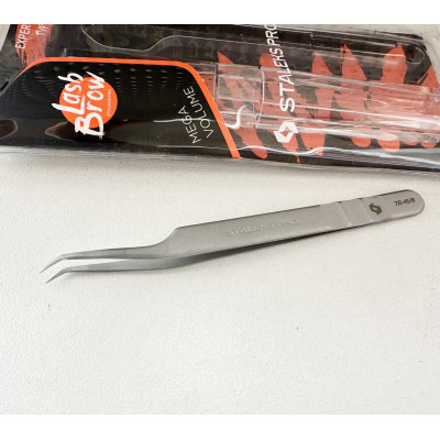 Пинцет профессиональный для ресниц Staleks Pro Expert TE-41/8 mini L