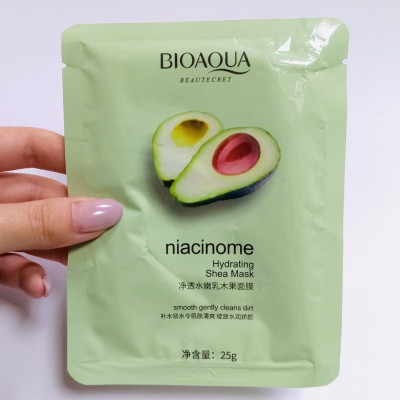 Маска тканевая очищающая с маслом ши и экстрактом авокадо Bioaqua Niacinome Hydrating Shea Mask