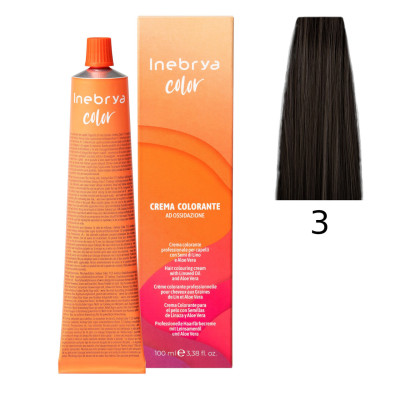 Крем-краска Inebrya Color 3 pure dark chestnut (тёмно-каштановый), 100 ml