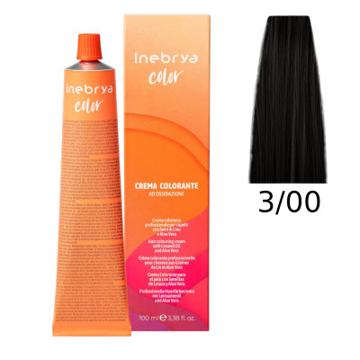 Крем-краска Inebrya Color 3/00 dark chestnut intense (интенсивный тёмно-каштановый), 100 ml