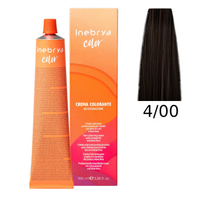Крем-фарба Inebrya Color 4/00 chestnut intense (інтенсивний каштановий), 100 ml