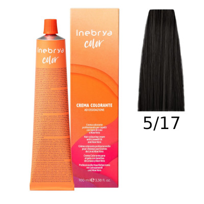 Крем-фарба Inebrya Color 5/17 intense light chestnut (світло-каштановий інтенсивний), 100 ml