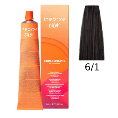 Крем-фарба Inebrya Color 6/1 dark blonde ash (темно-русявий попелястий), 100 ml