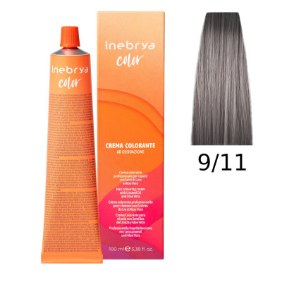 Крем-краска Inebrya Color 9/11 very light blonde ash intense (блонд пепельный интенсивный), 100 ml