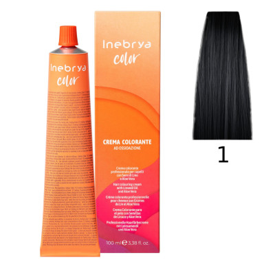 Крем-краска Inebrya Color 1 pure black (черный натуральный), 100 ml