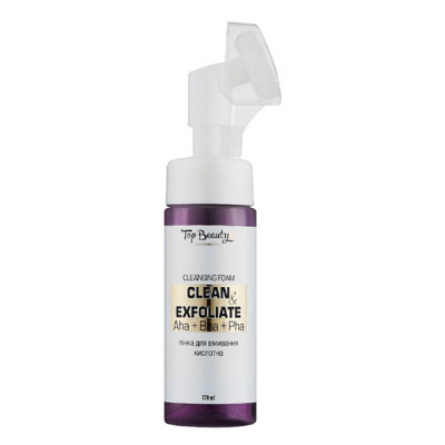 Пенка для умывания кислотная с экстрактом черники со щеточкой AHA BHA PHA Top Beauty 170 мл