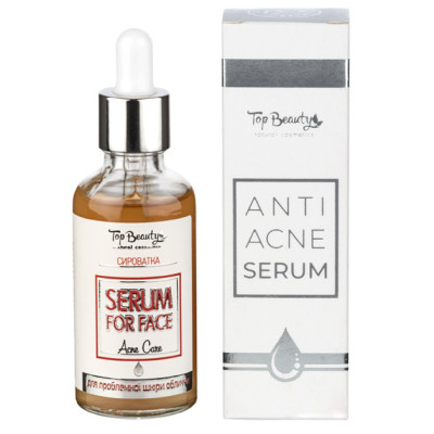Сыворотка антиакне для проблемной кожи лица Anti Acne Serum Top Beauty  в стеклянном флаконе с пипеткой 50 мл