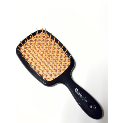 Расчёска для волос матовая черная с оранжевой щетиной Salon Professional Super Brush E-3