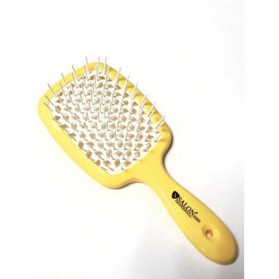Расчёска для волос матовая желтая с белой щетиной Salon Professional Super Brush F-9