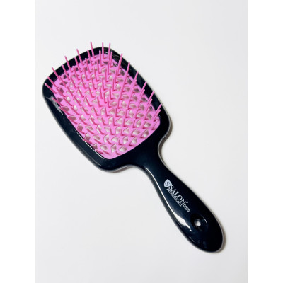 Гребінець для волосся матовий чорний з рожевою щетиною Salon Professional Super Brush E-8