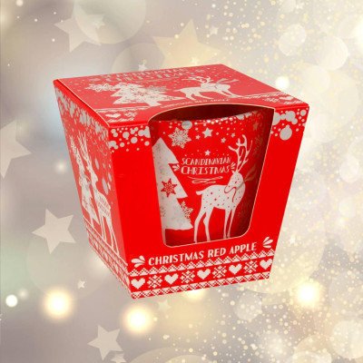 Свеча ароматическая Рождественская в стеклянном подсвечнике Christmas Red Apple, 115 гр (30 ч горения)