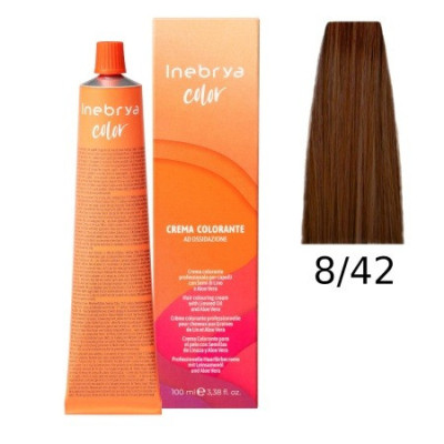 Крем-краска Inebrya Color 8/42 light cognac blond (светло-русый коньячный блонд), 100 ml