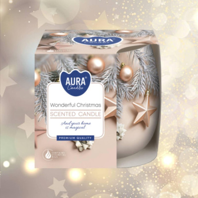 Свеча ароматическая Рождественская в стеклянном подсвечнике Wonderful Christmas Bispol, 100гр (20 ч горения)