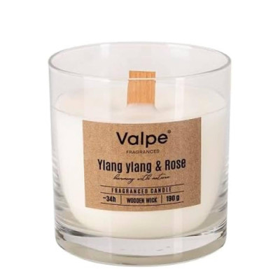 Свеча Ylang Ylang & Rose в стакане с деревянным фитилем, 190 гр