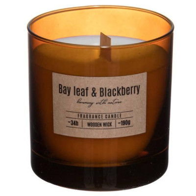 Свеча Bispol Bay Leaf & Blackberry в стакане с деревянным фитилем Sn82, 190 гр