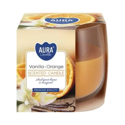 Свеча ароматическая в стеклянном подсвечнике Vanilla Orange Bispol, 100гр (20 ч горения)