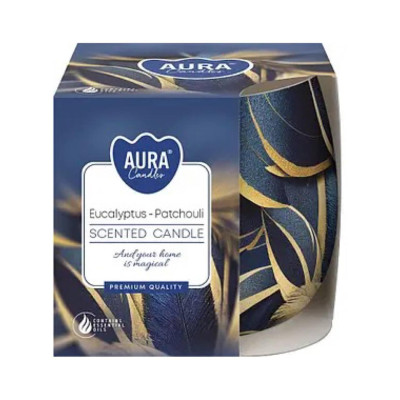 Свеча ароматическая в стеклянном подсвечнике Eucalyptus-Patchouli Bispol, 100гр (20 ч горения)