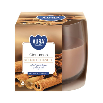Свеча ароматическая в стеклянном подсвечнике Cinnamon Bispol, 100гр (20 ч горения)
