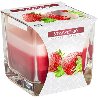 Свеча ароматическая трехслойная в стеклянном подсвечнике Strawberry Bispol, 170 гр (32 ч горения)