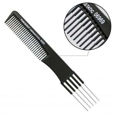 Расческа для волос черная двусторонняя T&G Carbon 06969