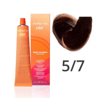 Крем-фарба Inebrya Color 5/7 light chestnut brown (світлий каштан коричневий), 100 ml